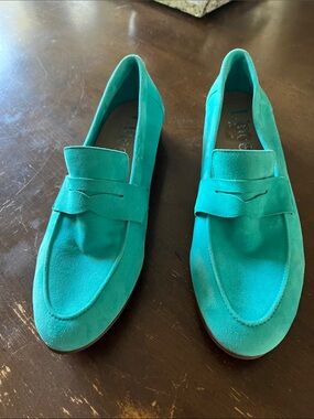 Lince From Spain Women’s Teal Suede Penny Loafers - Classic Slip-On Flats